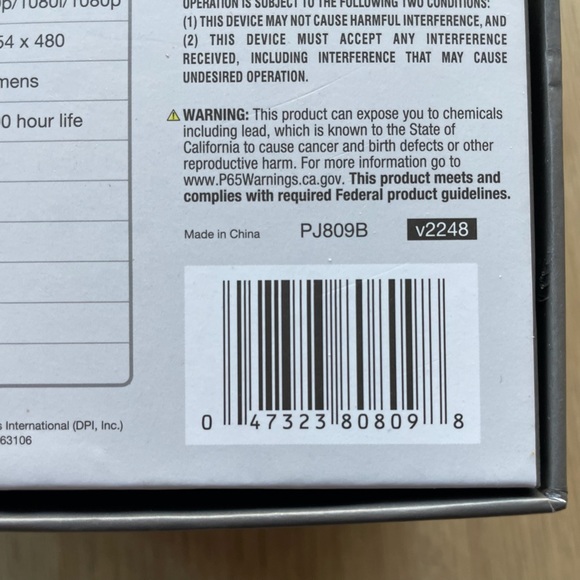 GPX Micro Projector Model PJ809B v2248-03 - Picture 8 of 10